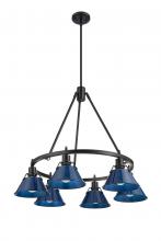  3306-6 BLK-NVY - Orwell BLK 6 Light Chandelier in Matte Black with Matte Navy shades